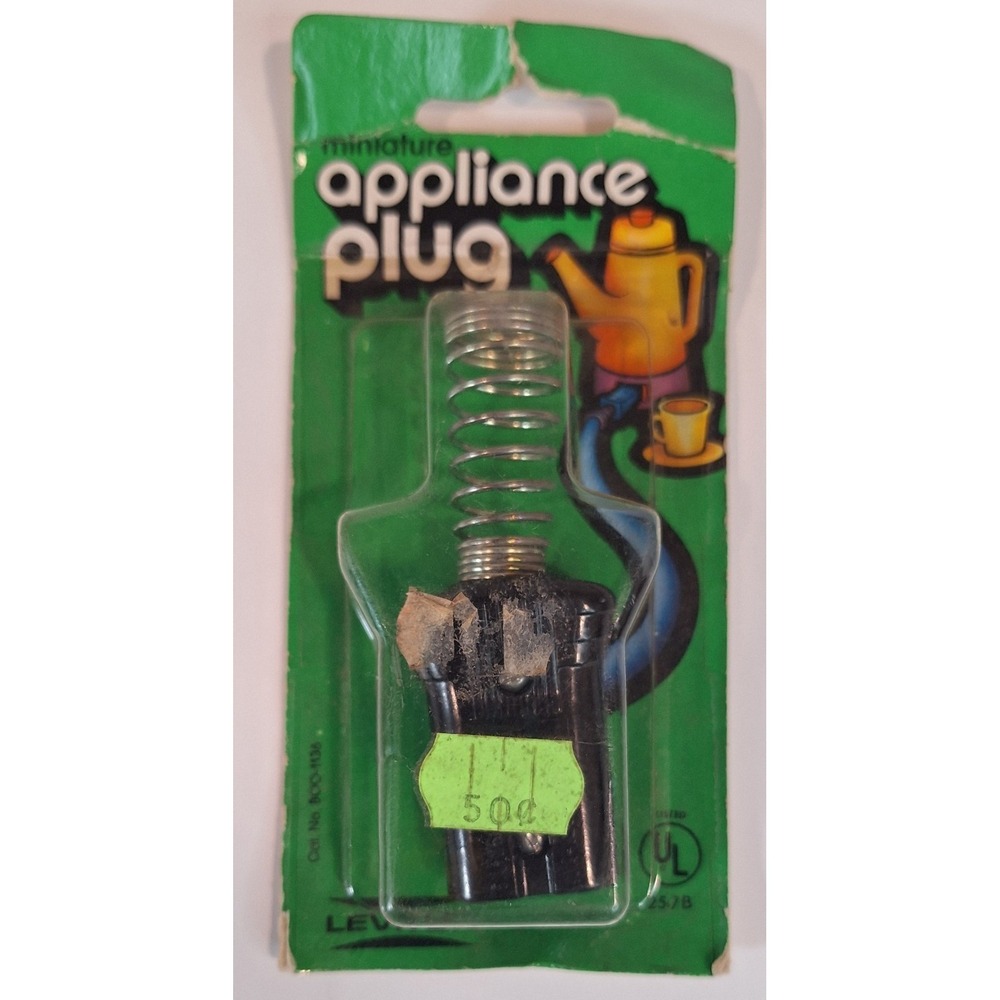 Leviton Vtg Miniature‎ Appliance Plug 1/2 Inch Spacing 800-1136 Black Phenolic